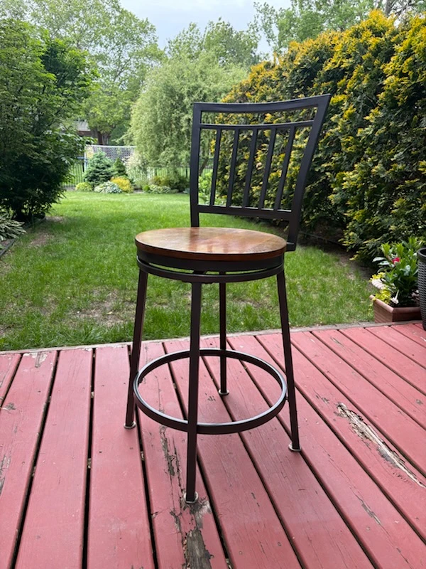 Swivel Bar Stool with Wood Seat and Metal Back - photo 2