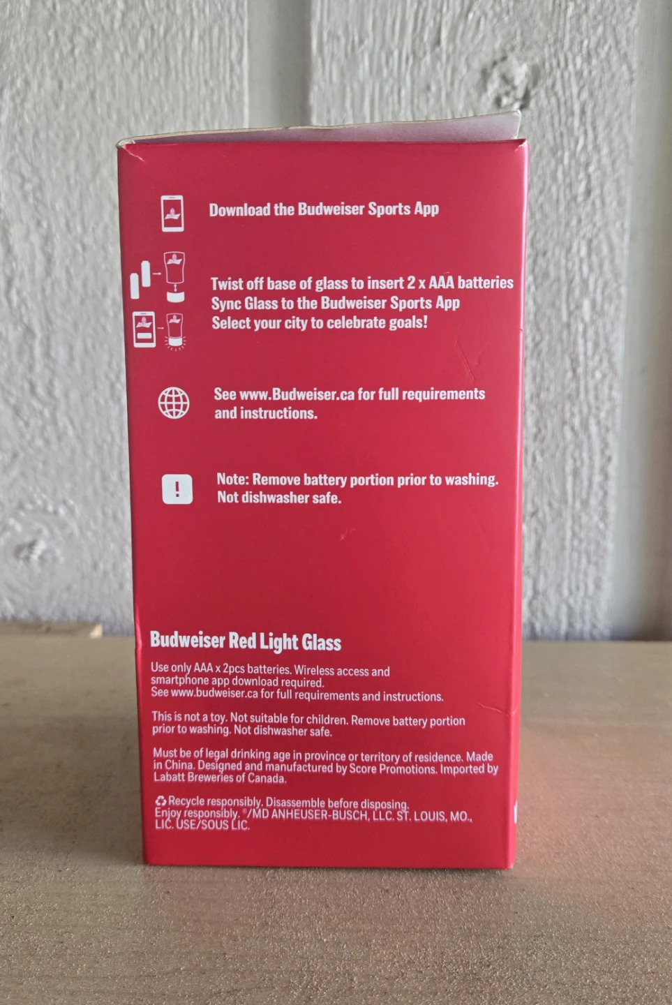 Budweiser Red Glass Goal-Synced Glass - photo 2