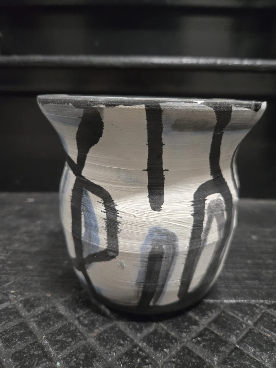Artistic Black & White Abstract Ceramic Plant Pot
