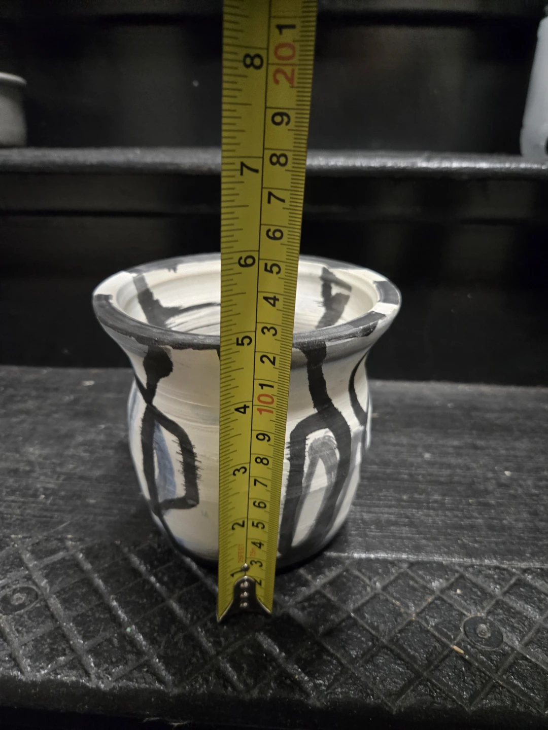 Artistic Black & White Abstract Ceramic Plant Pot - photo 3