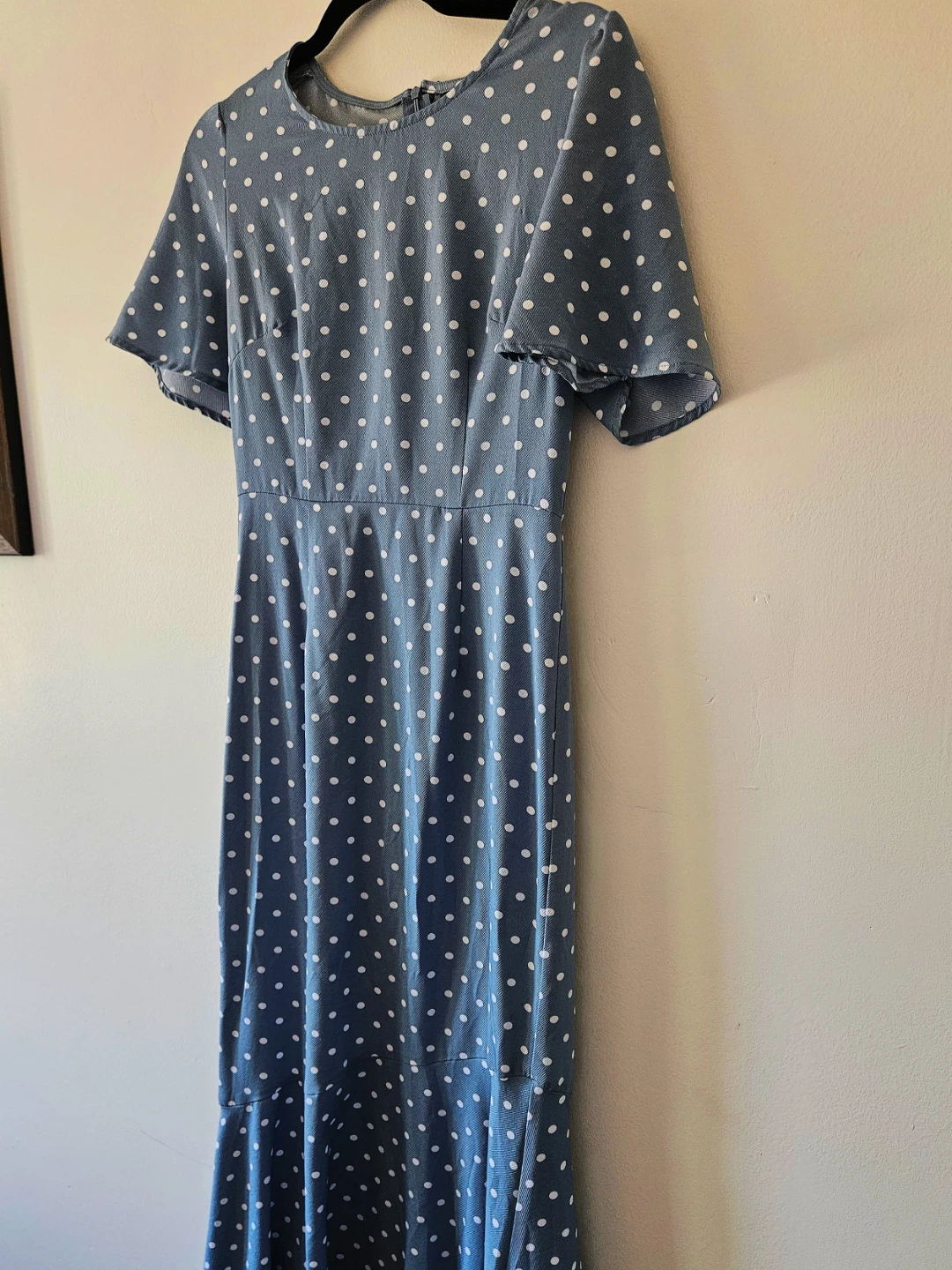Blue polka dot midi dress - photo 4