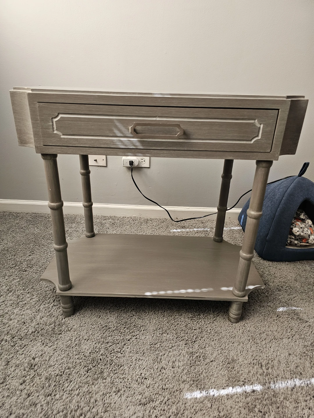 Gray Side Table with Drawer