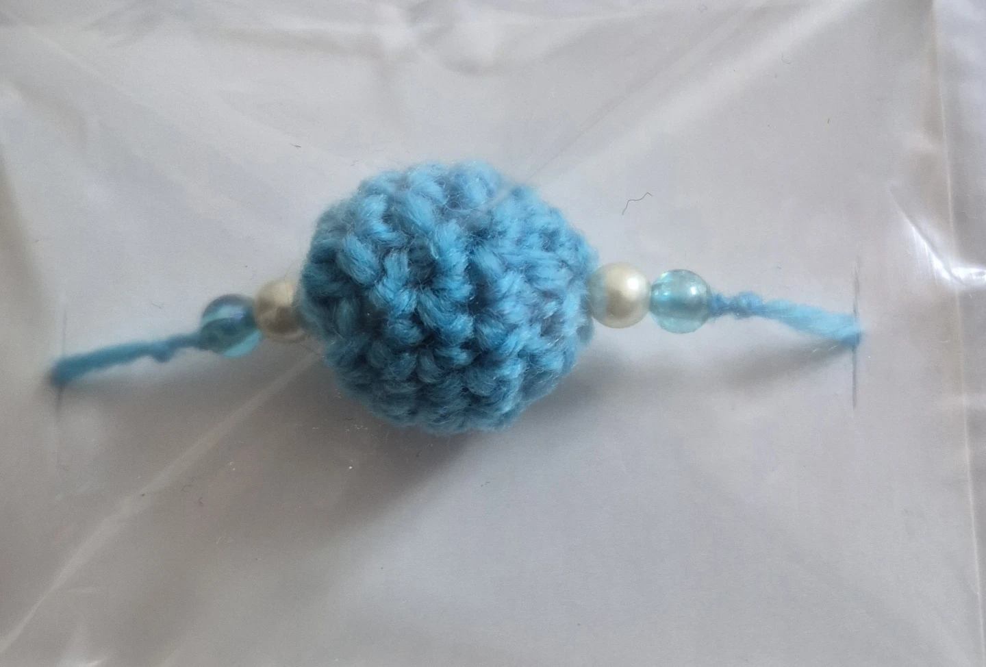 Handmade Crocheted Blue Beaded Rakhi - photo 3