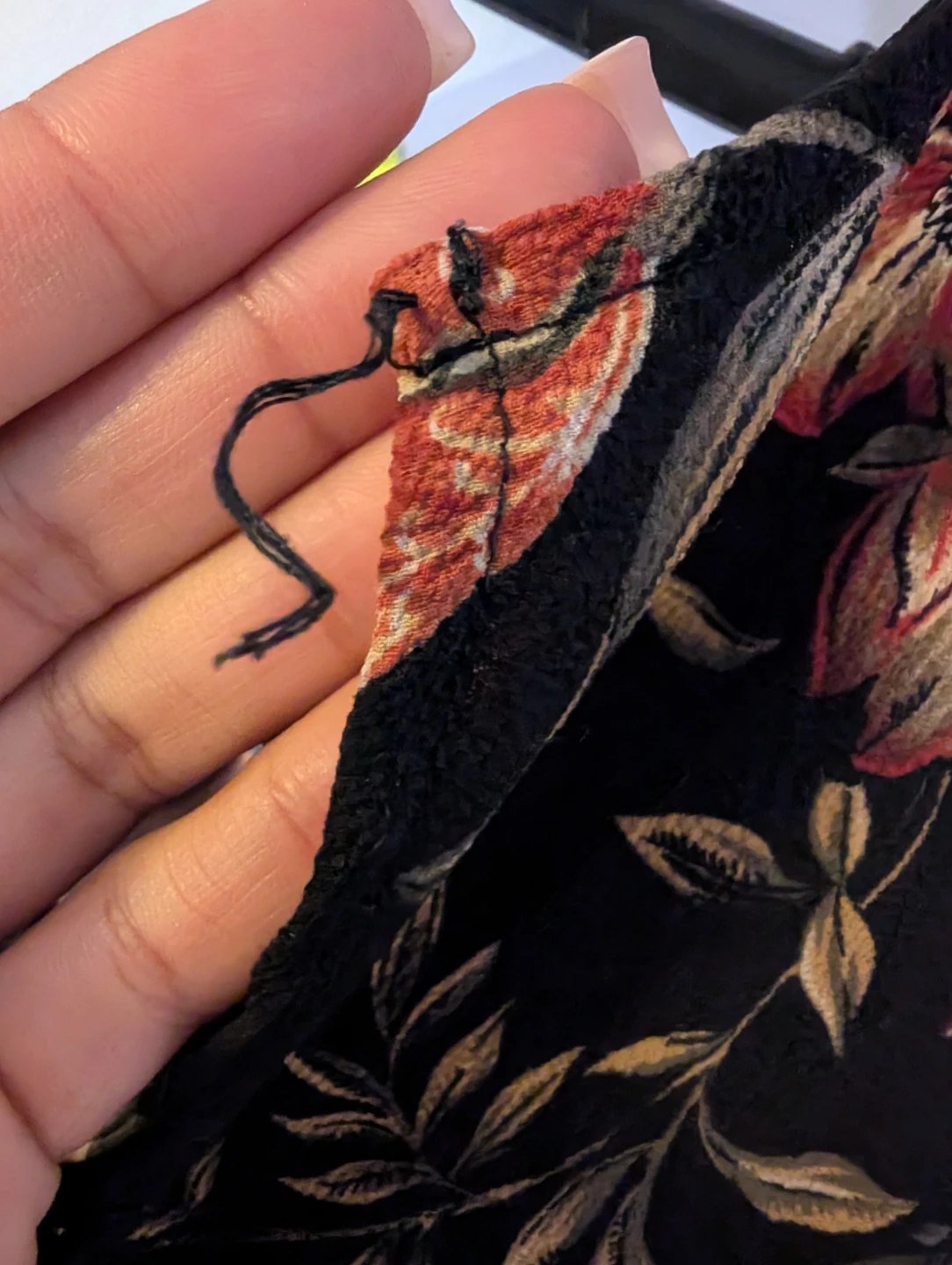 Black floral print lace-up back midi dress - photo 3