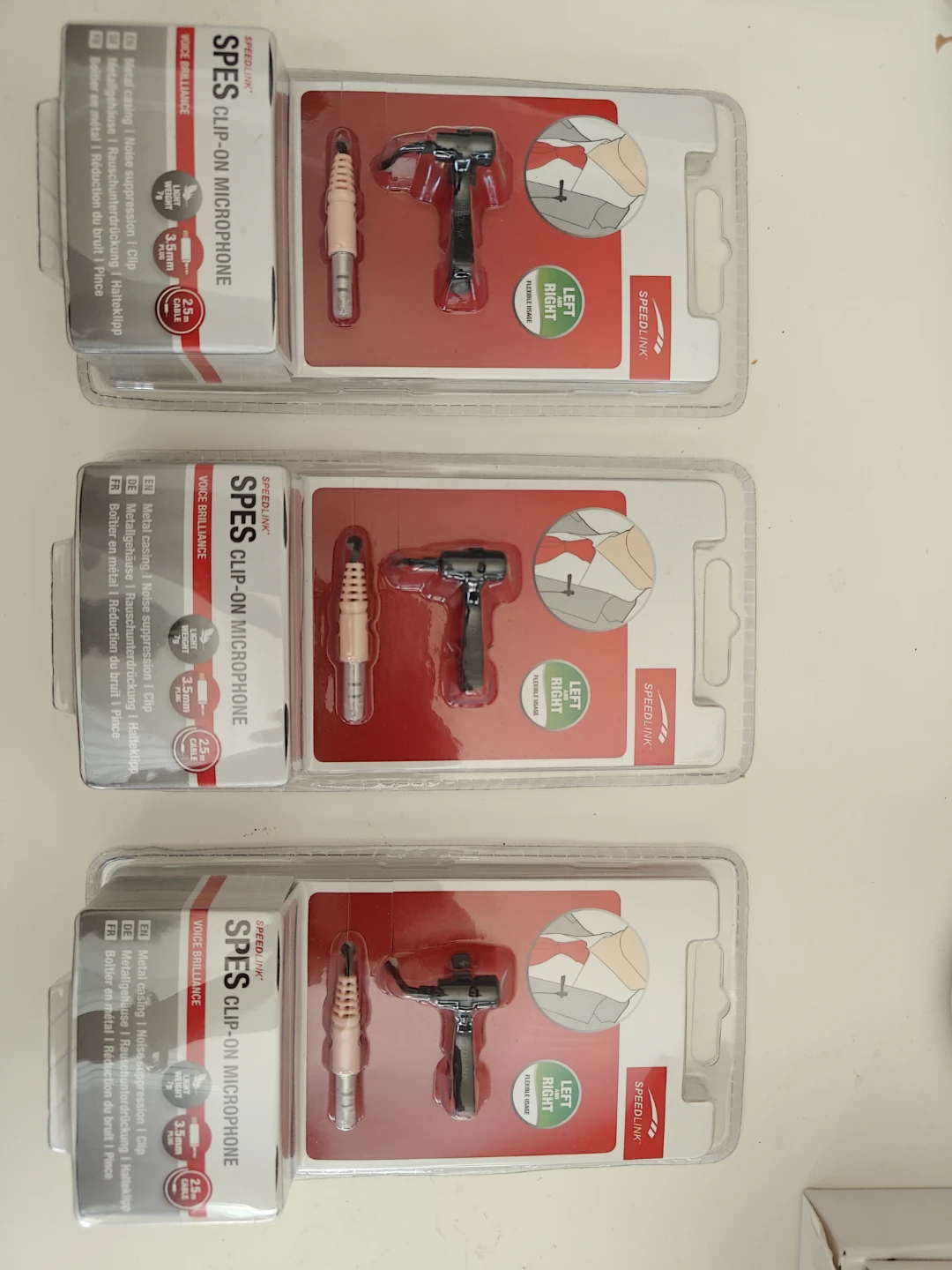3 x Speedlink SPES Clip-On Microphone