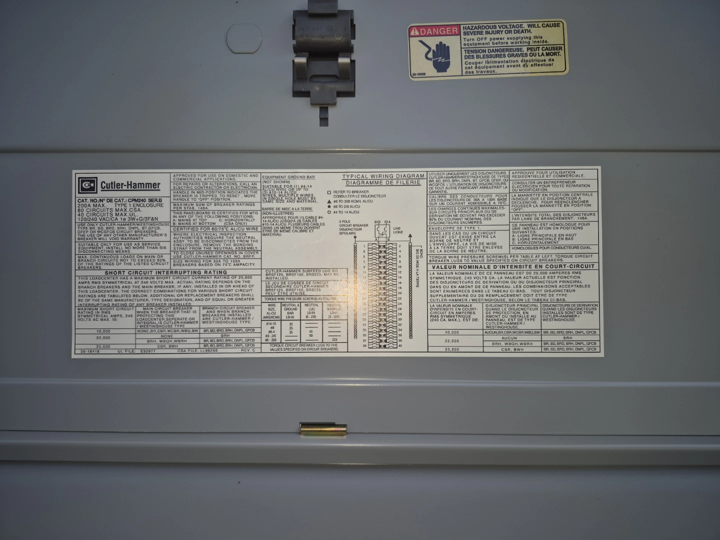 Cutler-Hammer 200 Amp Main Breaker Panel - photo 5