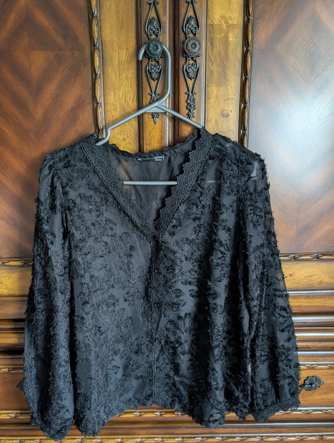 Dazy Black Lace Blouse - Size L