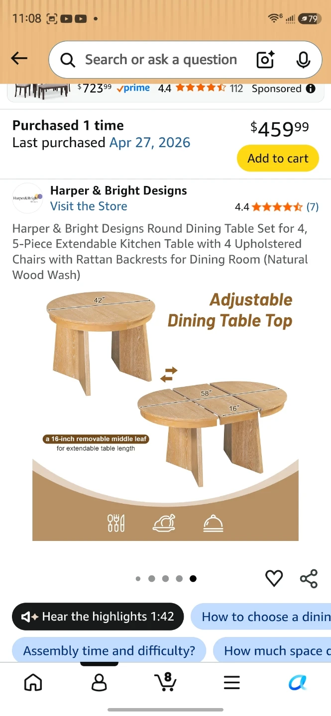 Harper & Bright Designs Round Extendable Dining Table Set - photo 5