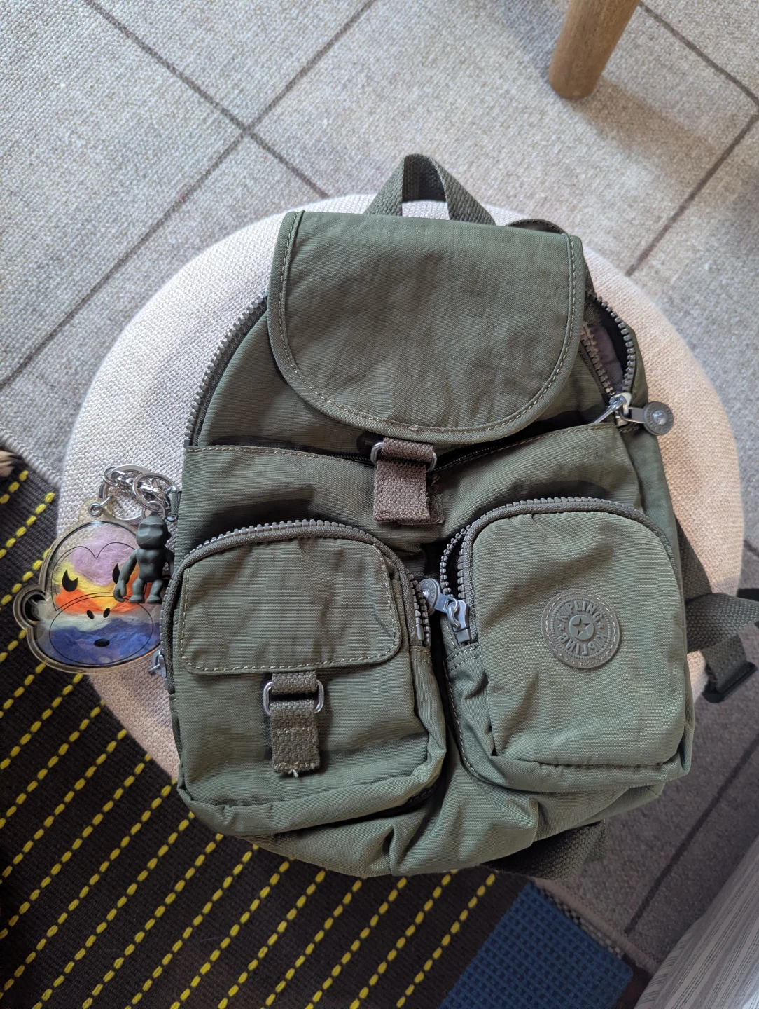 Kipling Green Nylon Mini Backpack