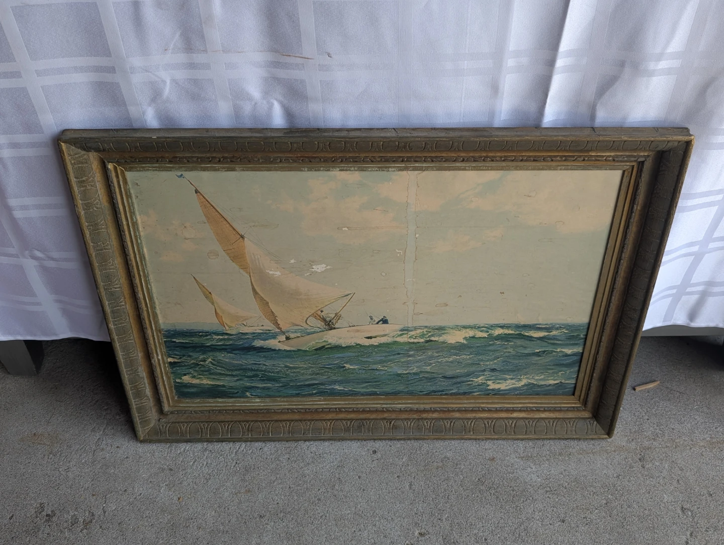 Framed Sailing Ship Painting