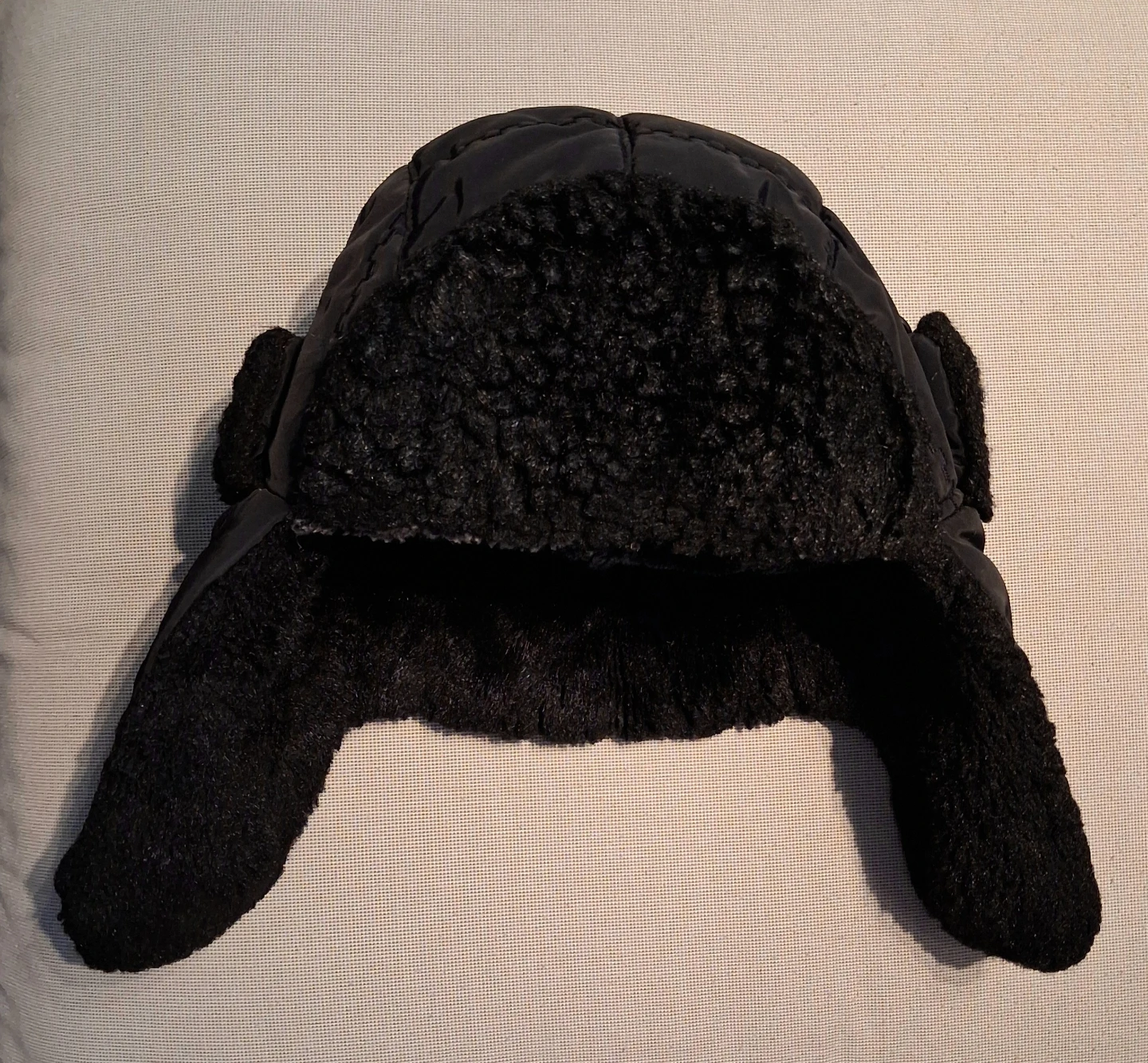 Black Trapper Hat with Faux Fur Lining - photo 3