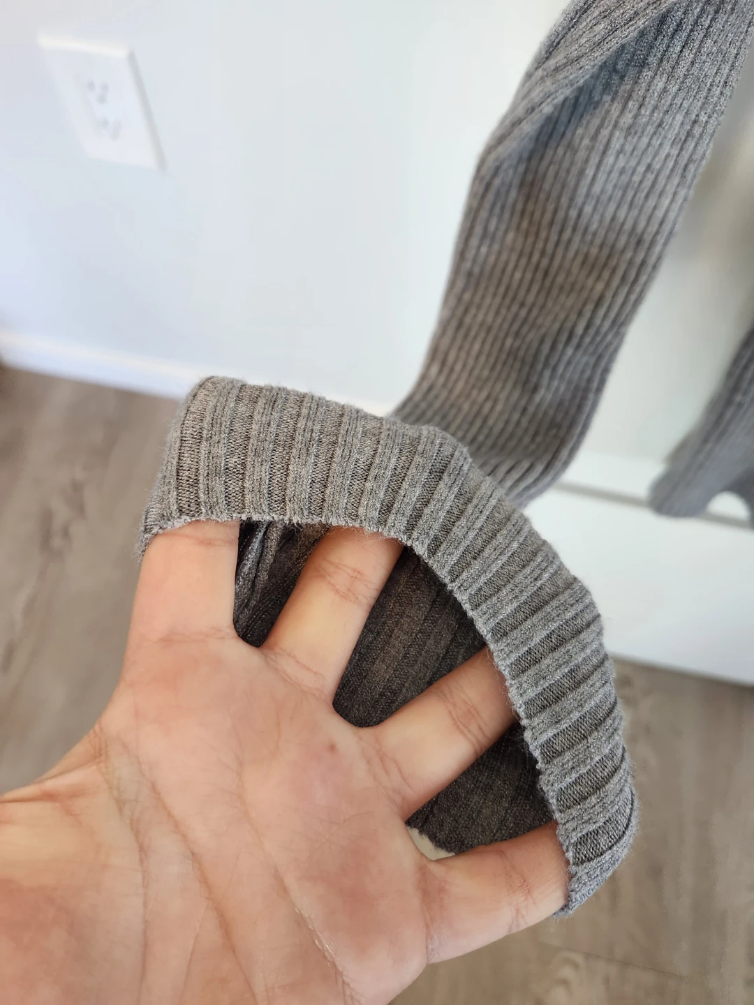 Grey Off-the-Shoulder Ribbed Sweater - photo 3