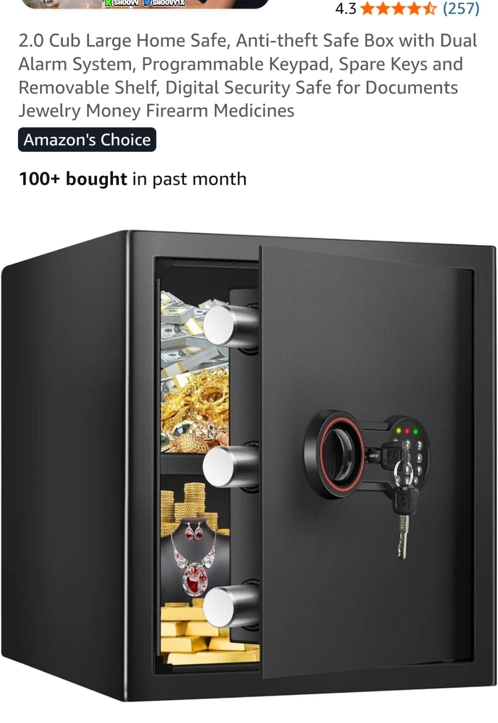 2.0 Cub Large Home Safe, Anti-theft Safe Box
