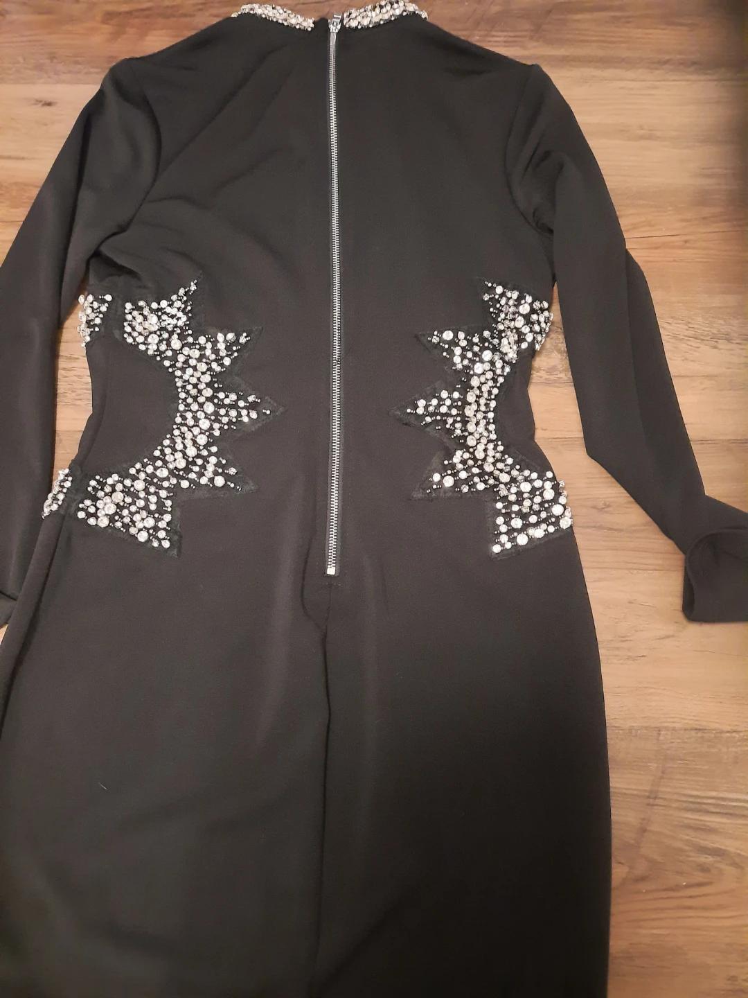 Fashion Nova Black Beaded Collar Long Sleeve Dress XL - photo 4