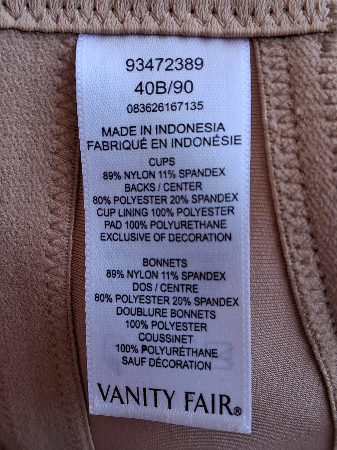 Vanity Fair Beige  Bra 40B/no underwire! - photo 3