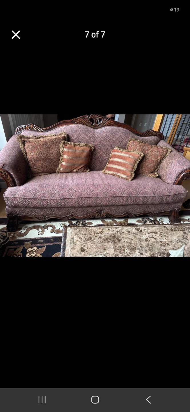 Ornate Sofa with Decorative Pillows