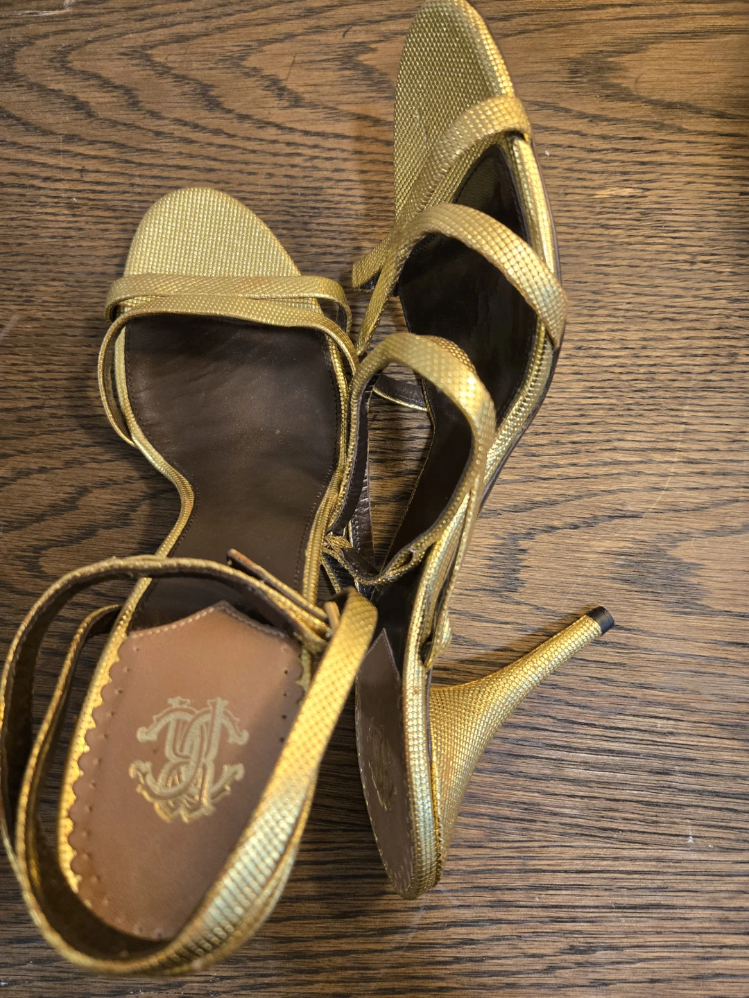 Roberto Cavalli Gold Stiletto Heels Size 38.5 - photo 4