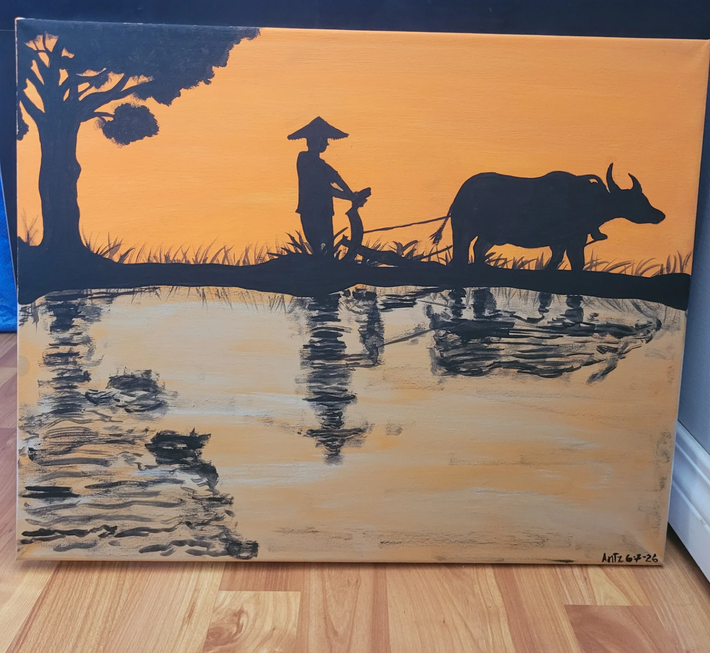 Farmer with Water Buffalo Painting - photo 3