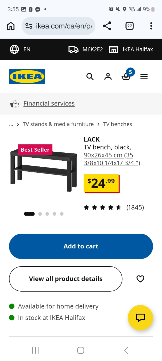 IKEA LACK TV Bench - Black