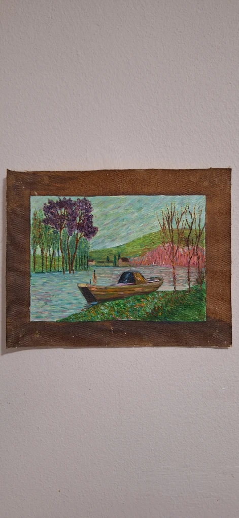 Original Oil Painting of a Boat Scene