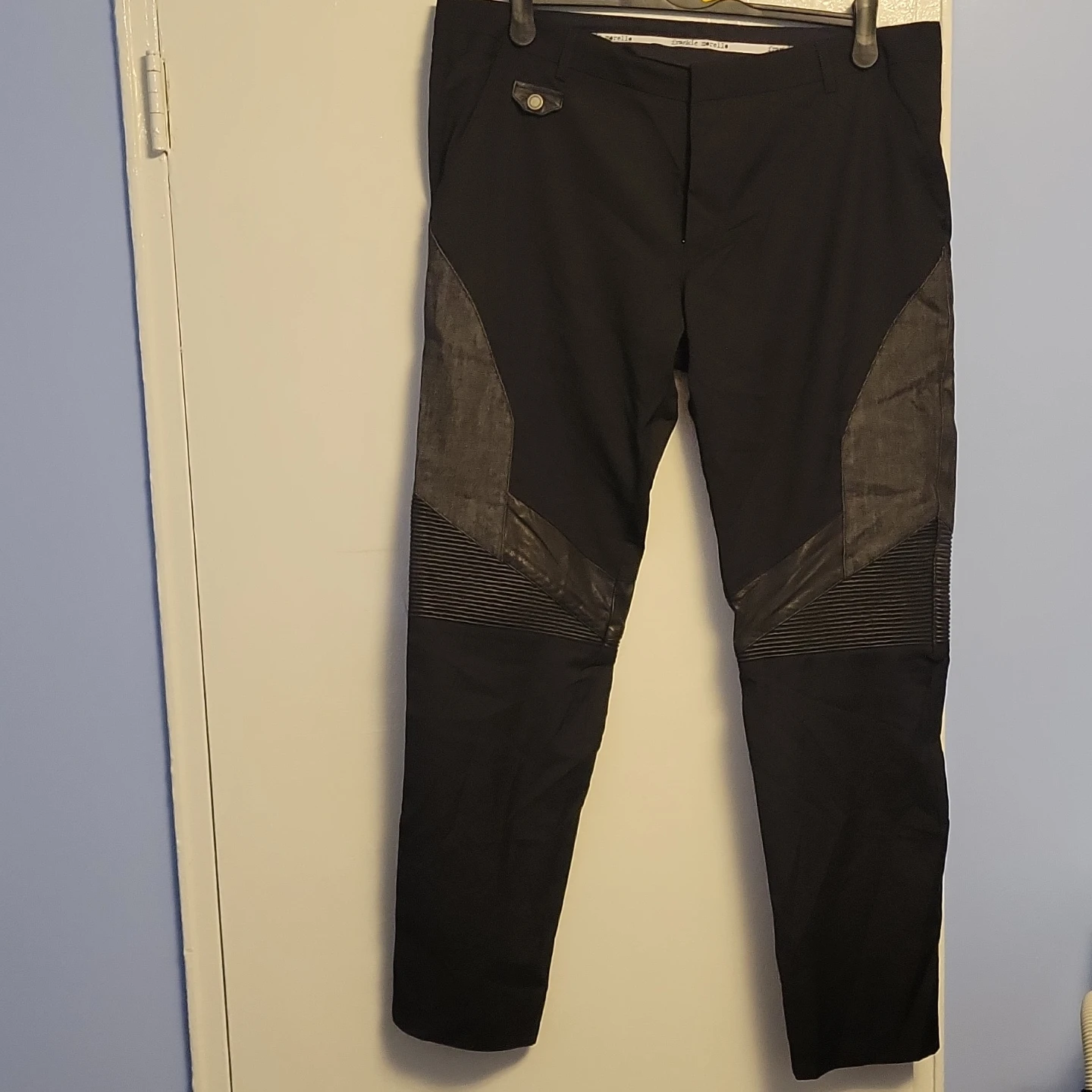 Frankie Morelle Black Pants with Faux Leather Accents Size L