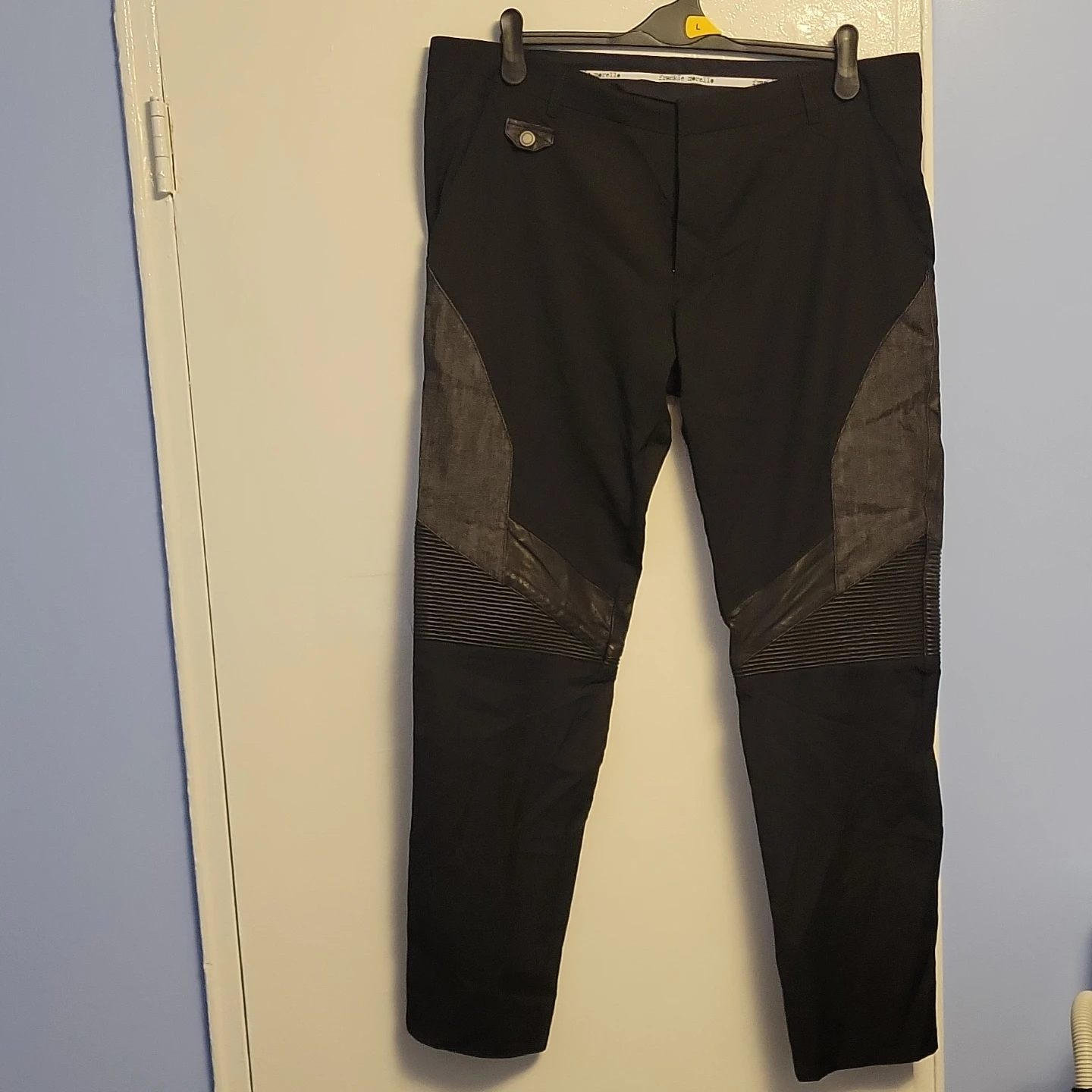 Frankie Morelle Black Pants with Faux Leather Accents Size L - photo 2