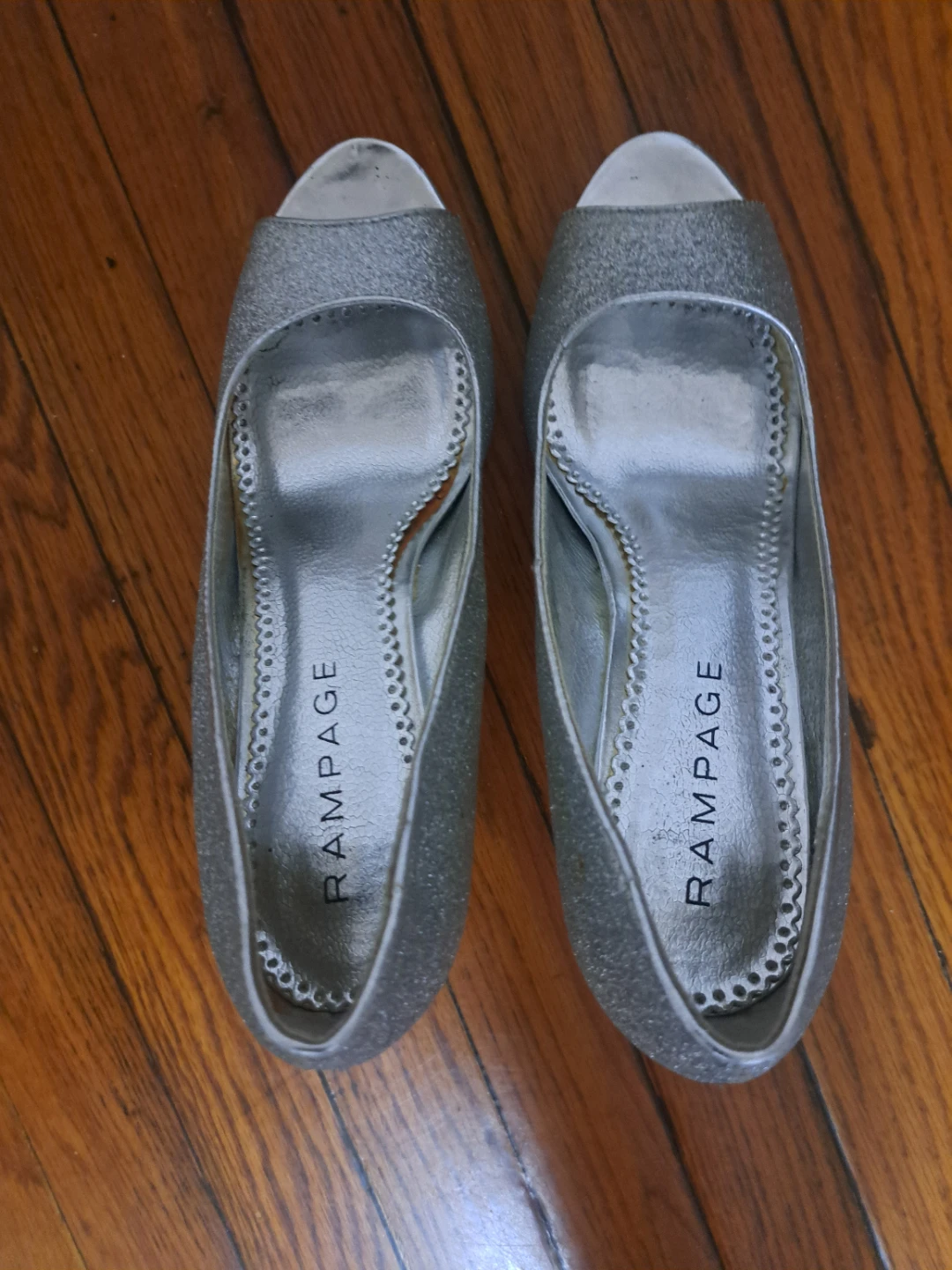 Rampage Silver Glitter Peep-Toe Heels - photo 3