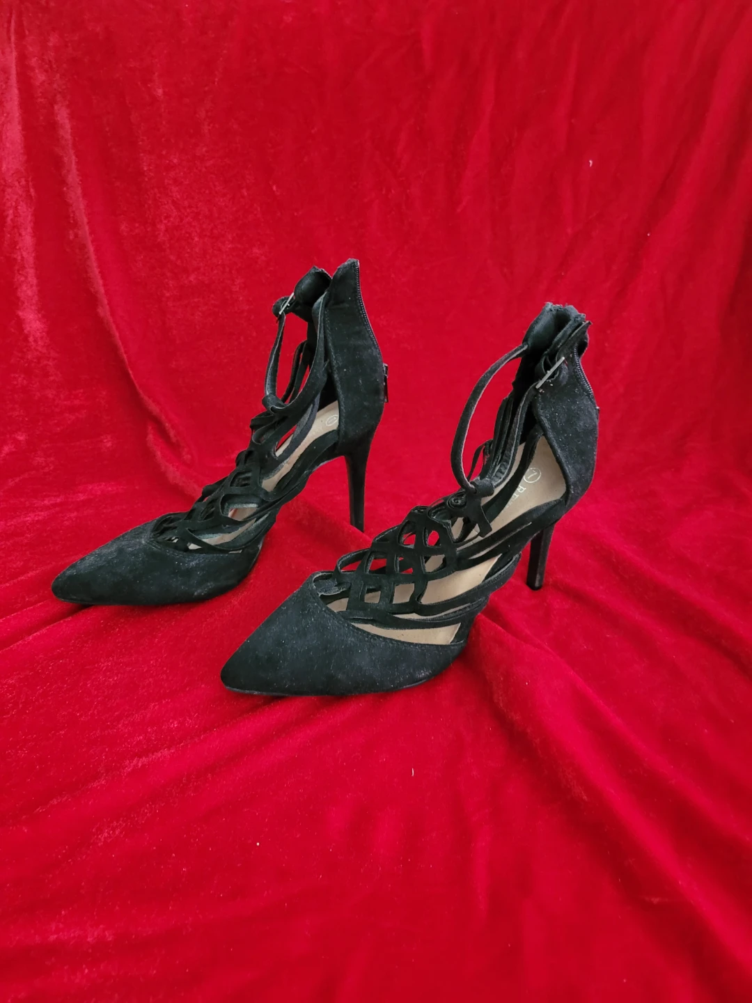 Black Cage Heels with Straps