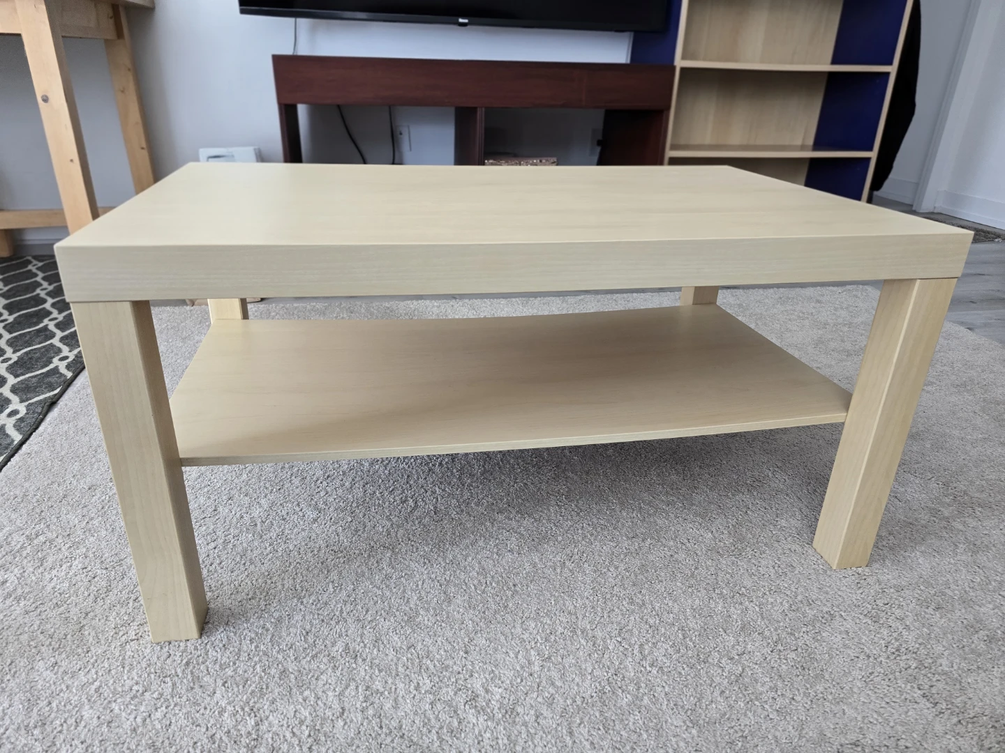 Light Wood Coffee Table with Shelf - photo 2