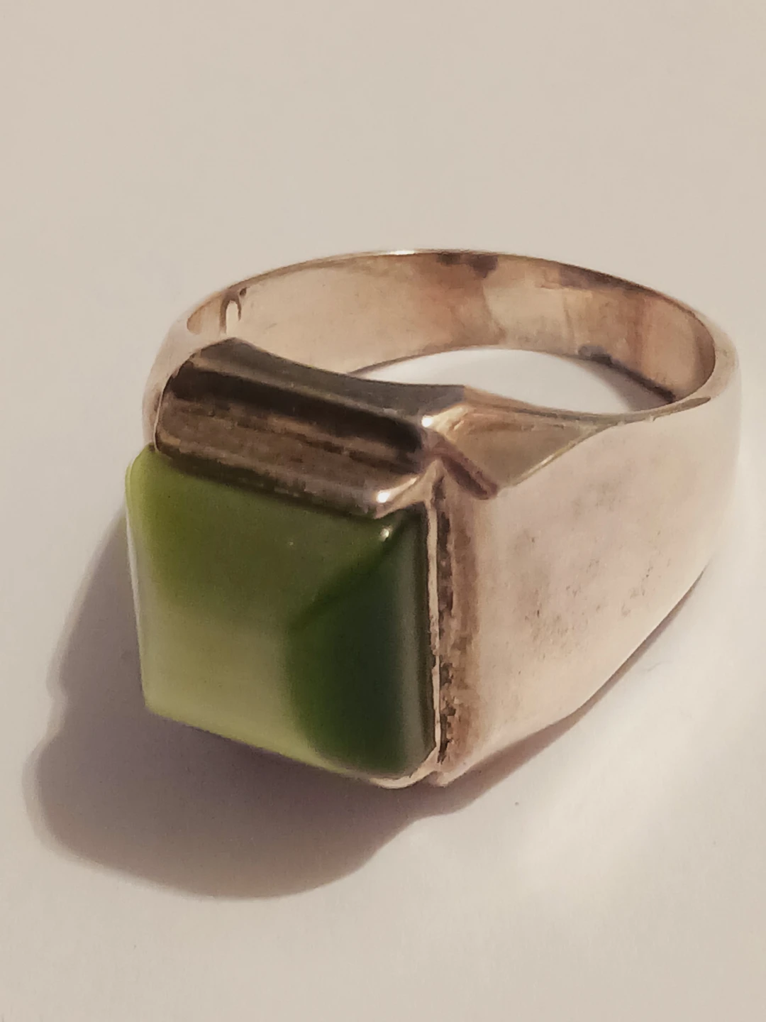 Sterling Silver 925 Massive Men's Green Stone Ring - photo 5
