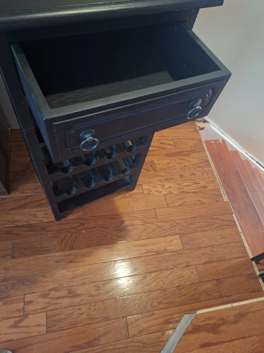 Black Wine Rack with Drawer - photo 2