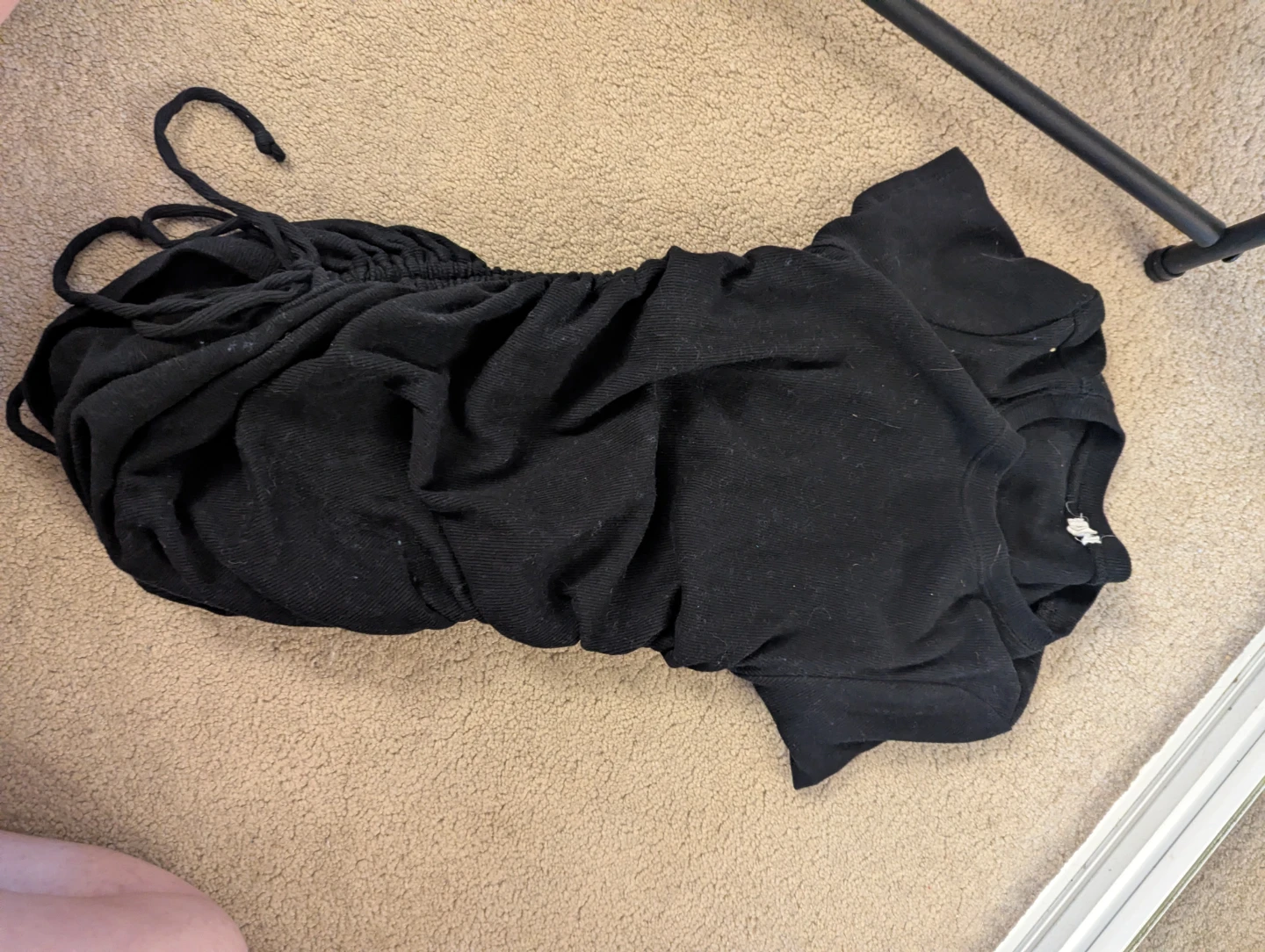 Garage Black Ruched Drawstring Top