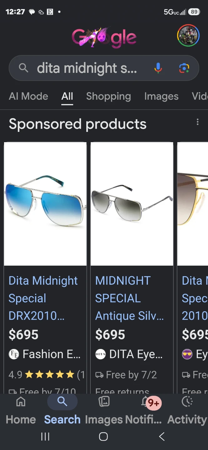 Dita Midnight Special Titanium Sunglasses DRX2010-B-GLD-49
