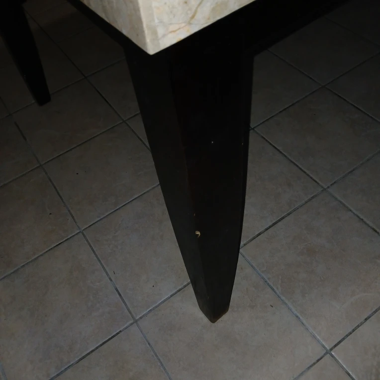 Marble Top Dining Table with Dark Wood Legs - photo 5