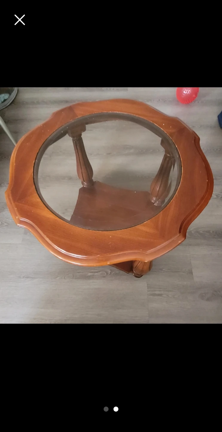 Wooden End Table with Glass Top - photo 2