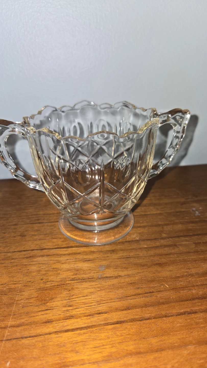 Vintage Glass Sugar Bowl with Handles