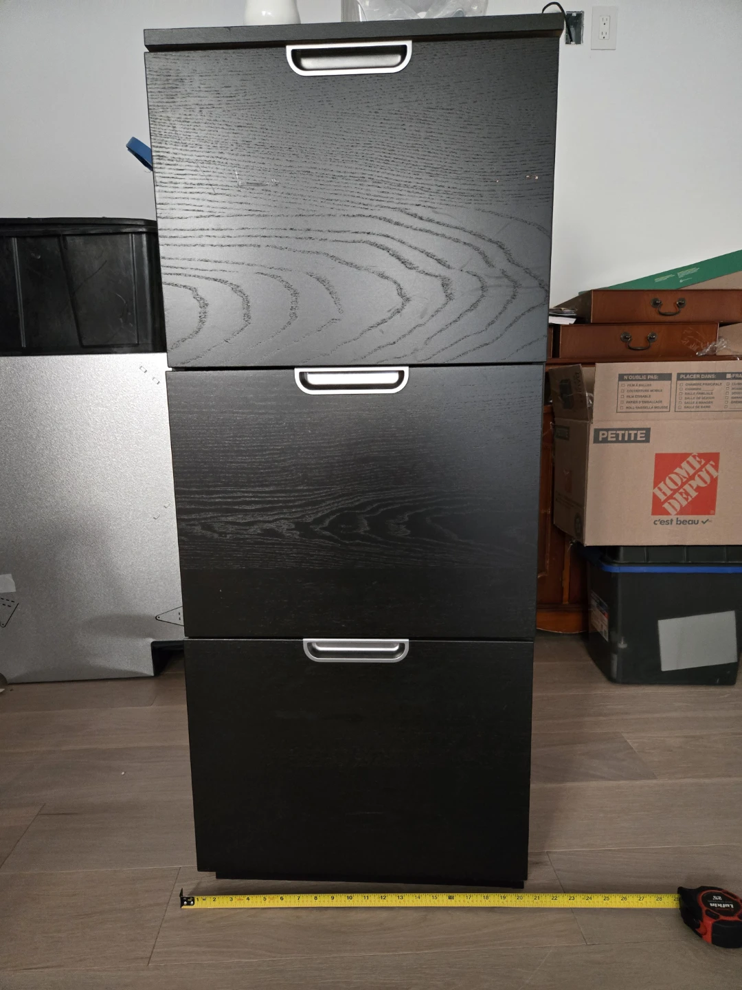 Black 3-Drawer Filing Cabinet