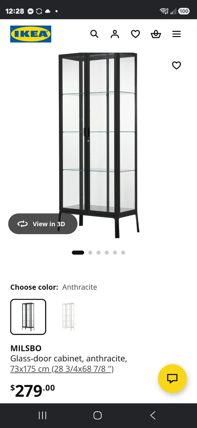 IKEA MILSBO Glass-Door Cabinet - Anthracite - photo 2