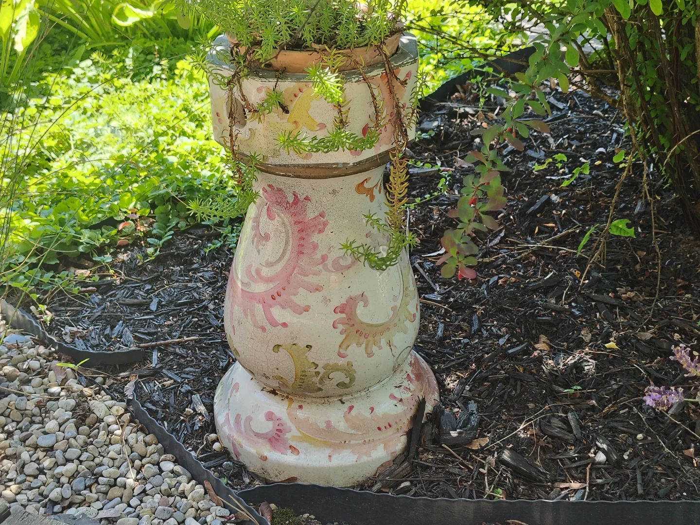 Garden Ceramic Planter Pedestal and Perennial Sedum - photo 2