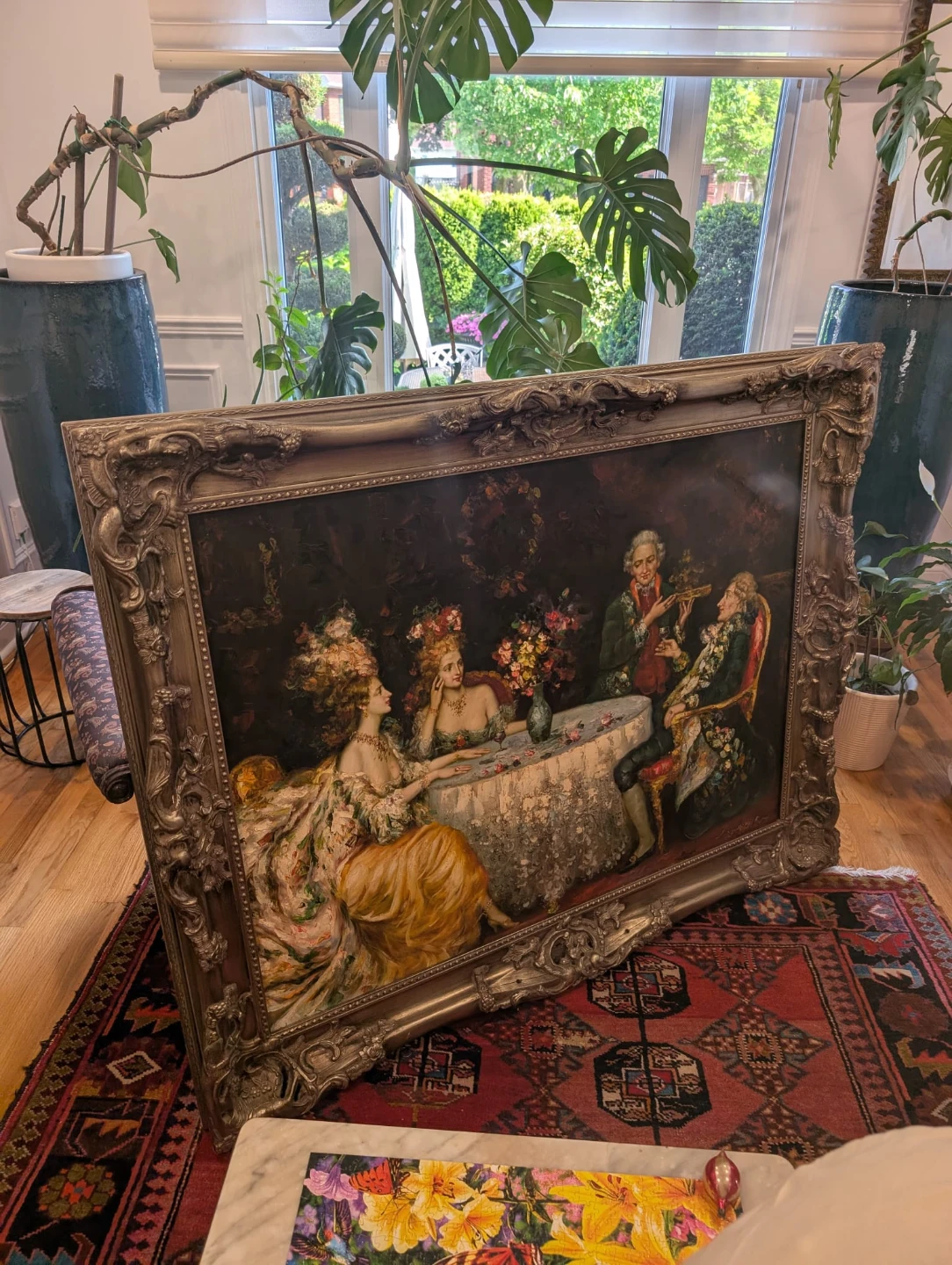 Huge Framed Oil Painting with Ornate Frame