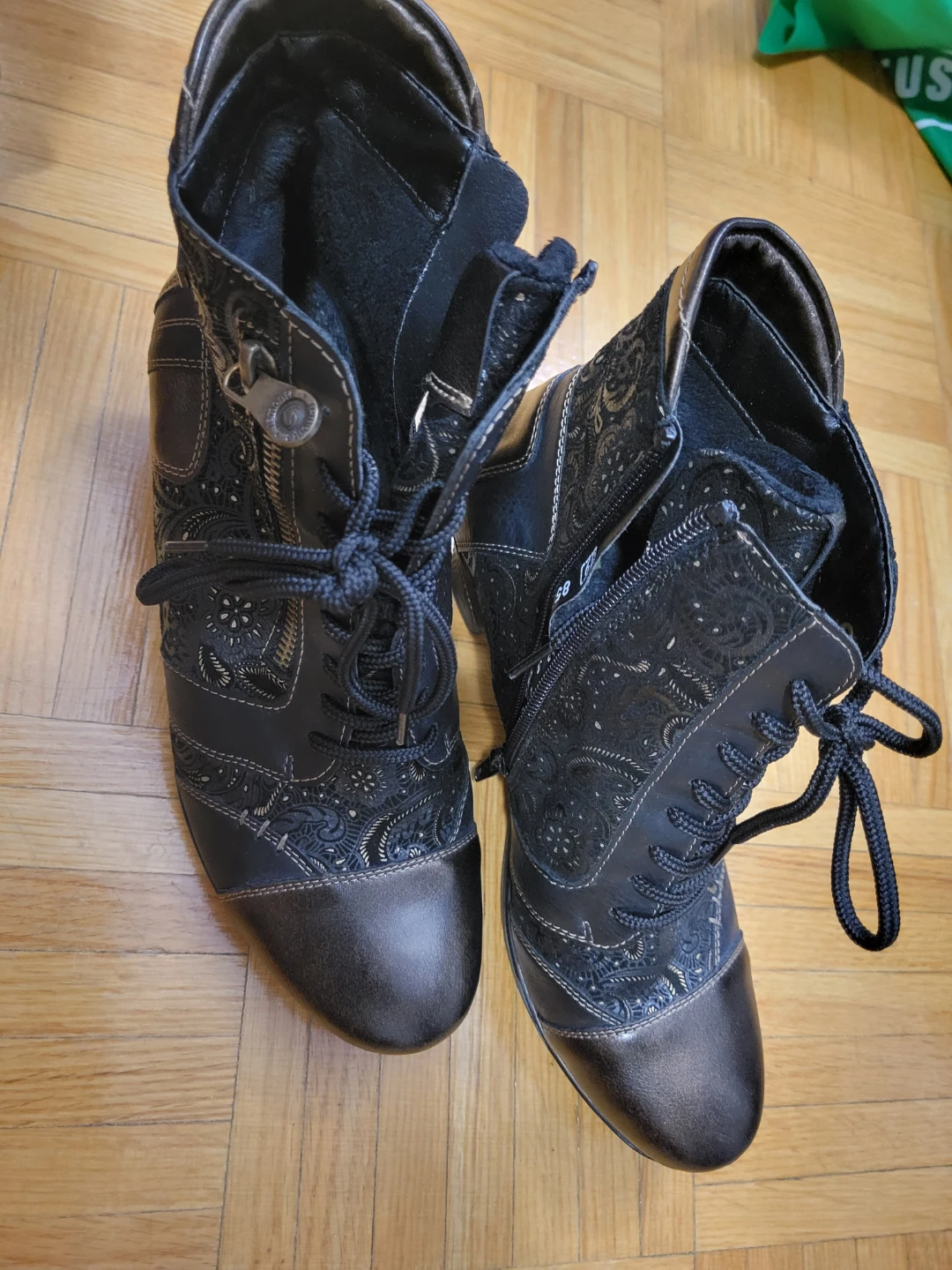 Remonte Black Lace-Up & Zip Ankle Boots Size 39 - photo 2