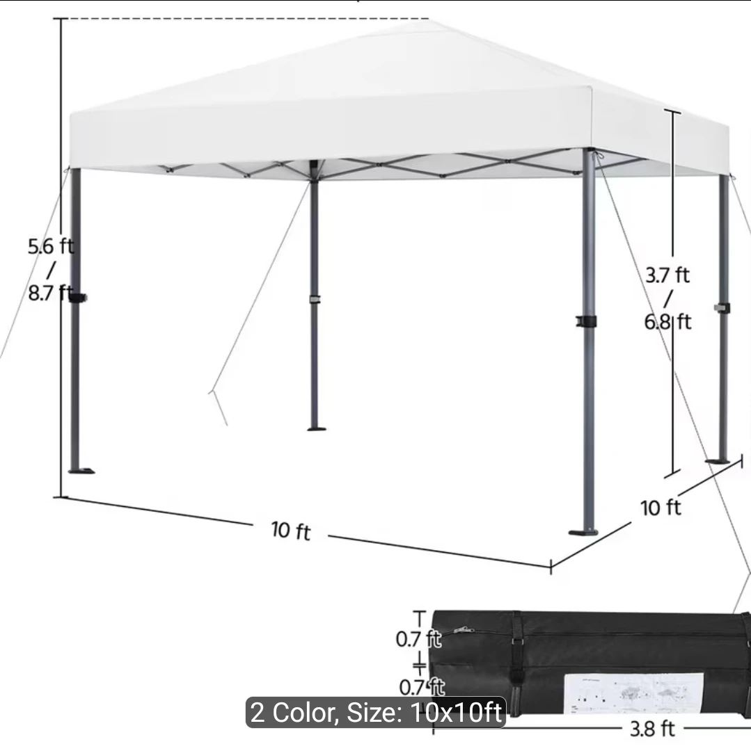 White 10x10ft Pop-Up Canopy Tent - photo 4