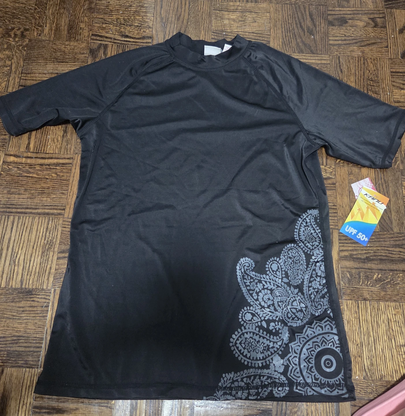 Kanu Surf Rash Guard Black Paisley UPF 50+