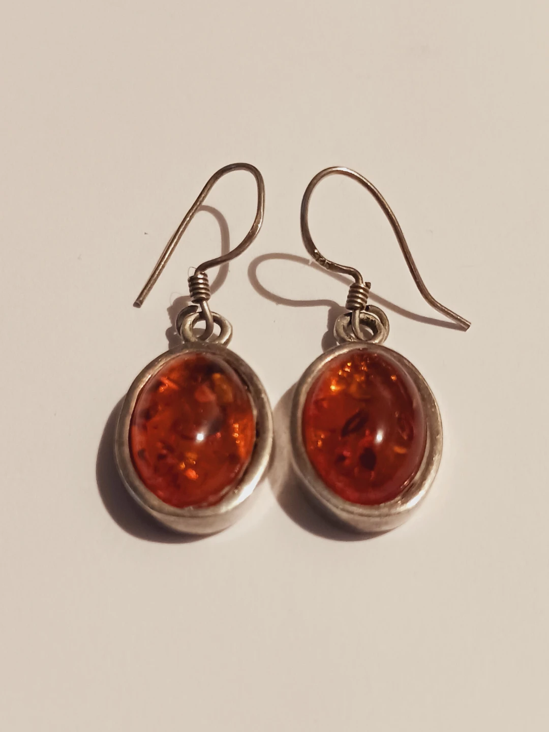 Gorgeous Sterling Silver 925  Genuine Amber Earrings