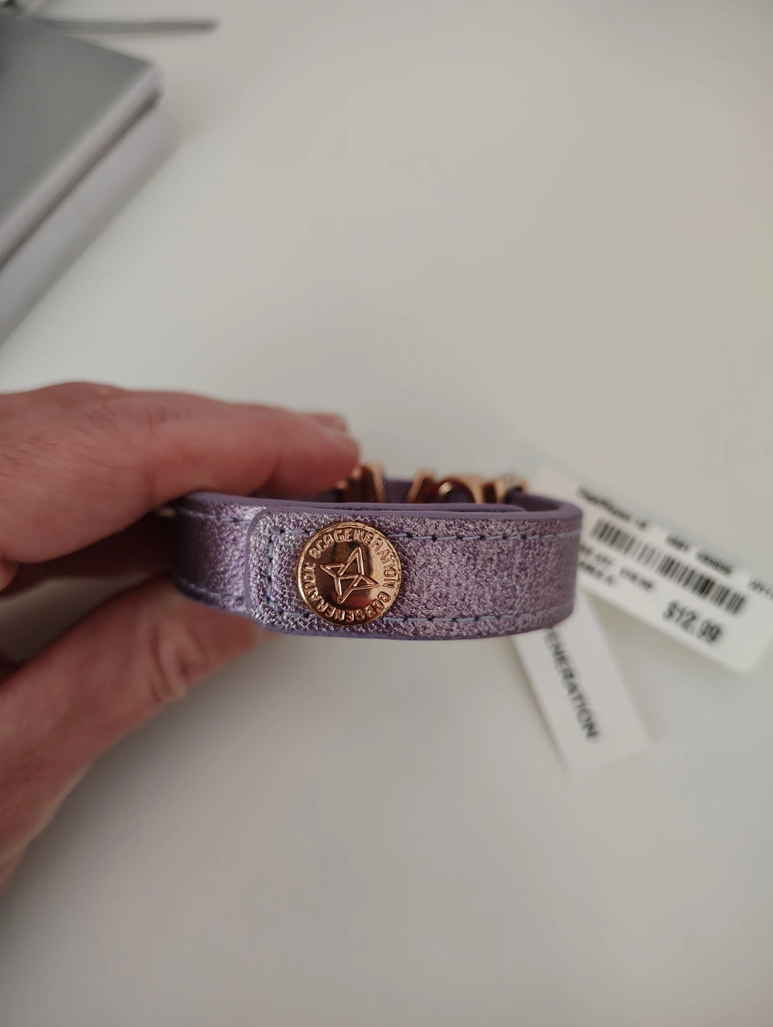 Lavender Leather LOVE Bracelet with Rose Gold Accents - photo 3