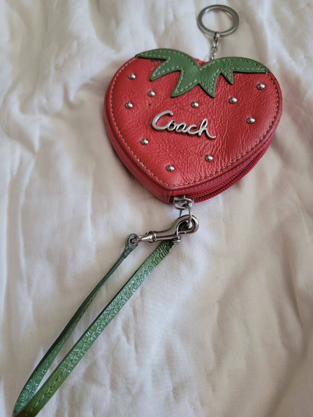 Coach Strawberry Heart Coin Purse Keychain - photo 2