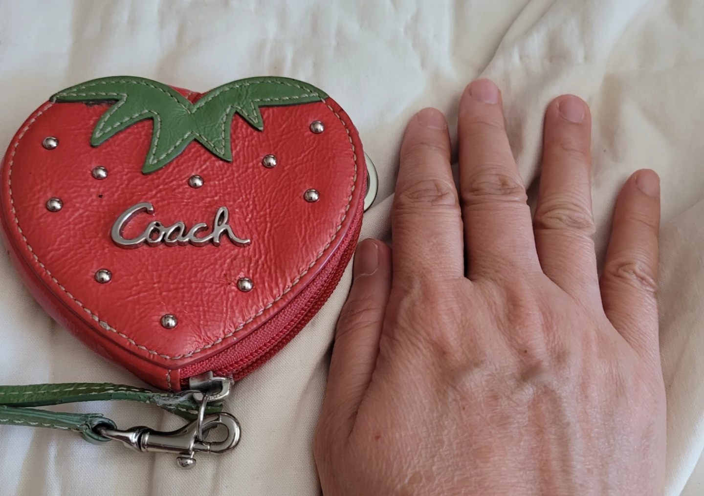 Coach Strawberry Heart Coin Purse Keychain - photo 4