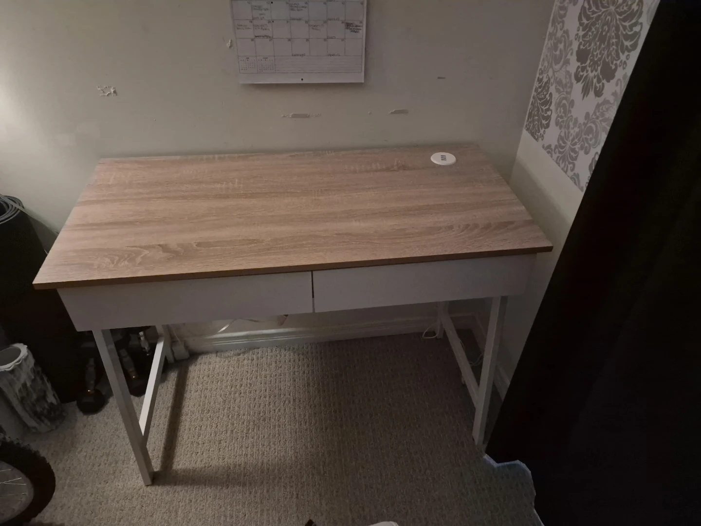 Wooden Desk with Built-in USB Hub