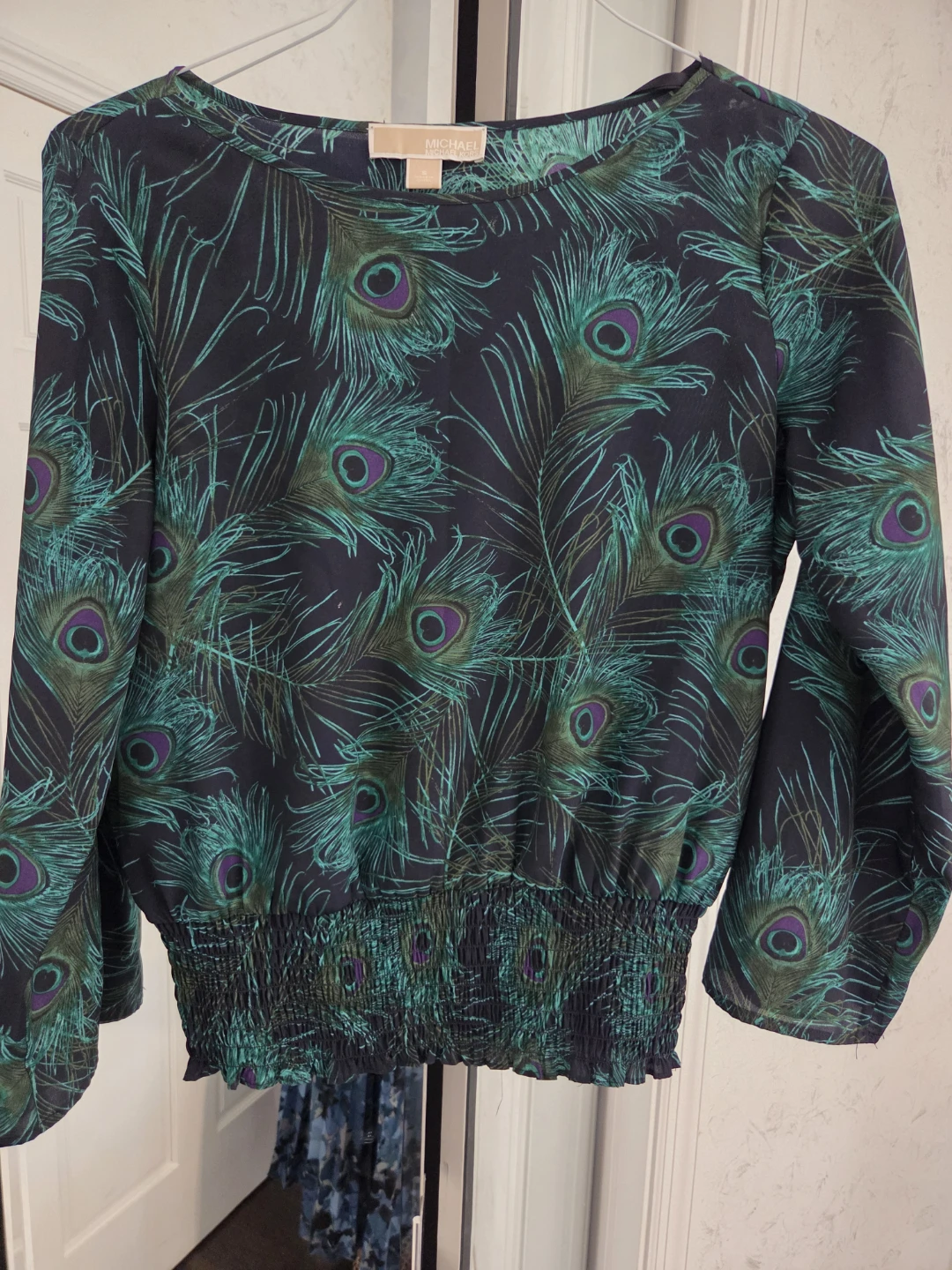 Michael Kors Peacock Print Blouse Size S