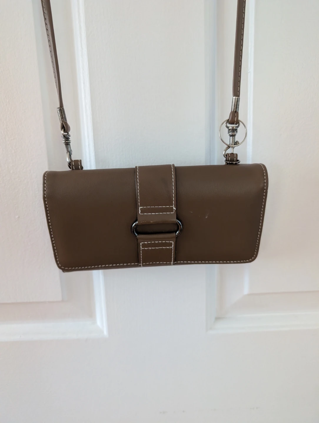 Brown Faux Leather Wallet with Strap